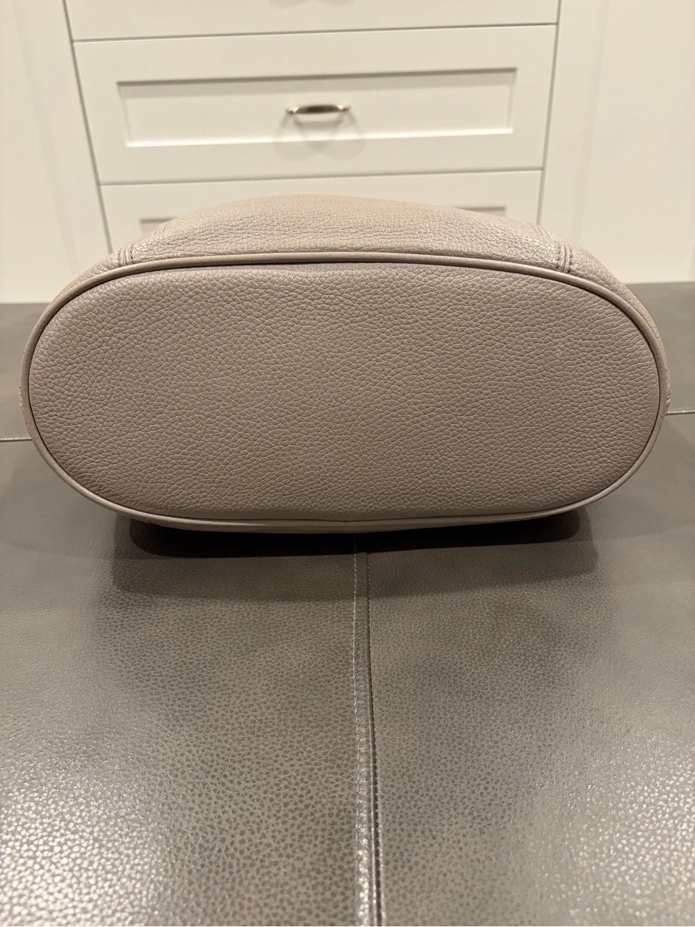 Michael Kors Gray Pebbled Leather Tote with Tan Straps